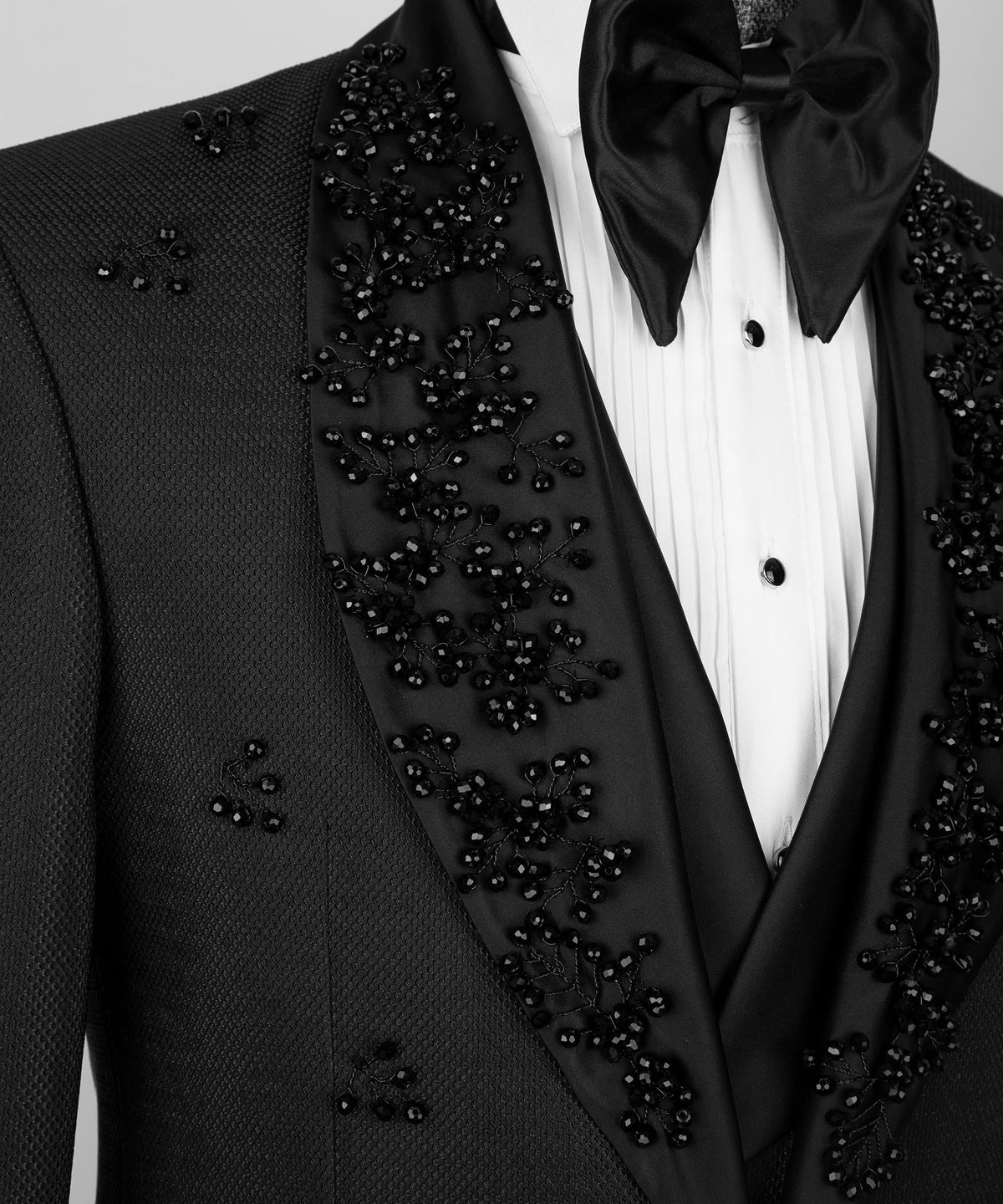 Dio Baby Lonian Men's Black Crystal Jewelried Special Tuxedo Custom Desing Vest Suit