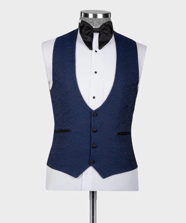 Blue Tuxedo With Black Satin Collar