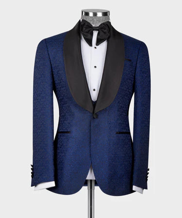 Blue Tuxedo With Black Satin Collar