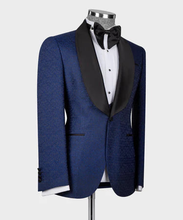 Blue Tuxedo With Black Satin Collar