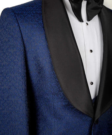 Blue Tuxedo With Black Satin Collar