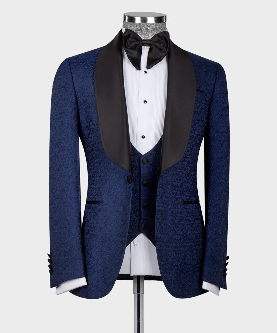 Blue Tuxedo With Black Satin Collar