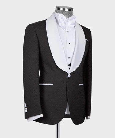 White Satin Collar Black Tuxedo