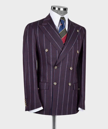 Pinstripe Claret Red Double Breasted Suit