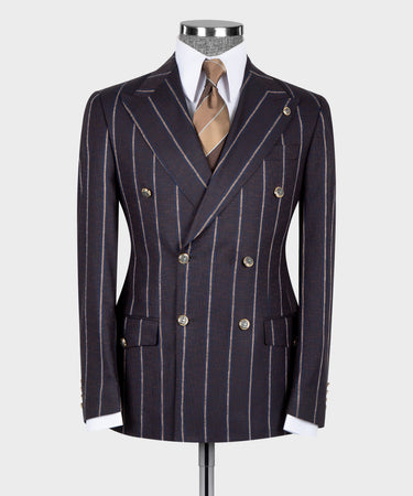 Pinstripe Brown Double Breasted Suit