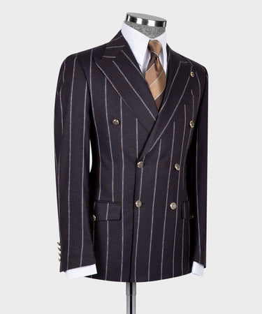 Pinstripe Brown Double Breasted Suit