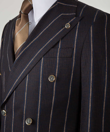 Pinstripe Brown Double Breasted Suit