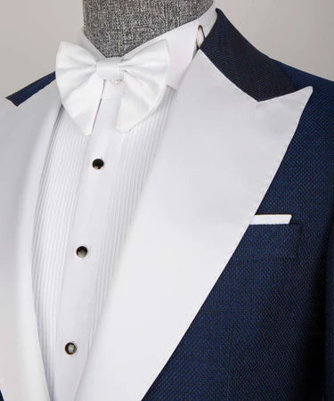 Navy Blue – White Lapeled Tuxedo