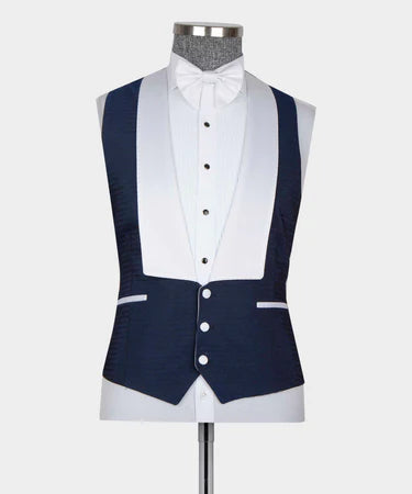 Navy Blue – White Lapeled Tuxedo