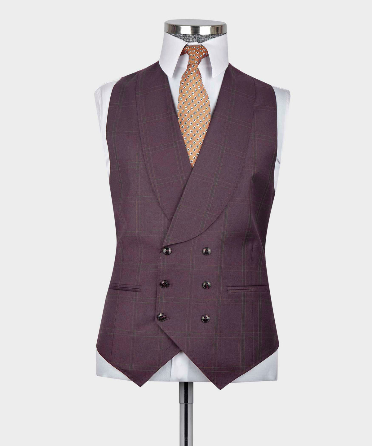 Dio Baby Lonian Men's Burgundy 100% Wool 3 Side Pockets Classic Suit W/ Straight Leg Trousers