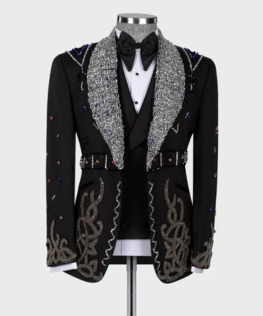 Dio Baby Lonian Men's Black Speci̇al Tuxedo Custom Desing Classic Vest Suit W/ Pant