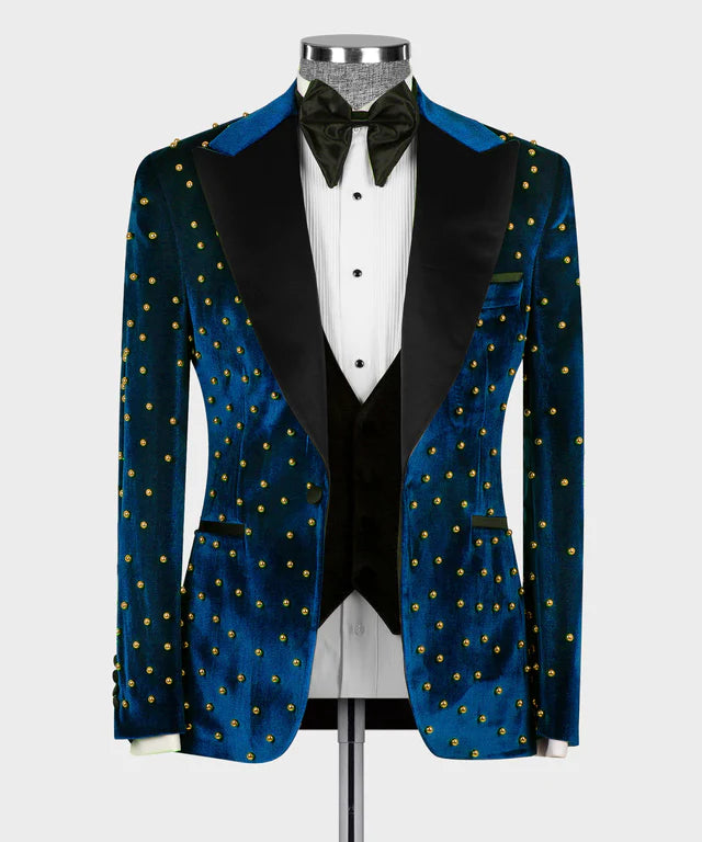 Blue-Pearl Velvet Tuxedo