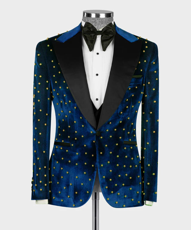 Blue-Pearl Velvet Tuxedo