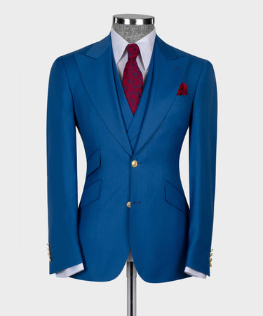 Blue Golden Button Business Classic Suit