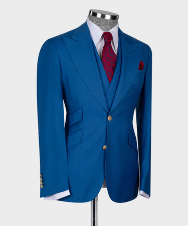 Blue Golden Button Business Classic Suit