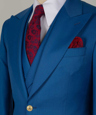 Blue Golden Button Business Classic Suit