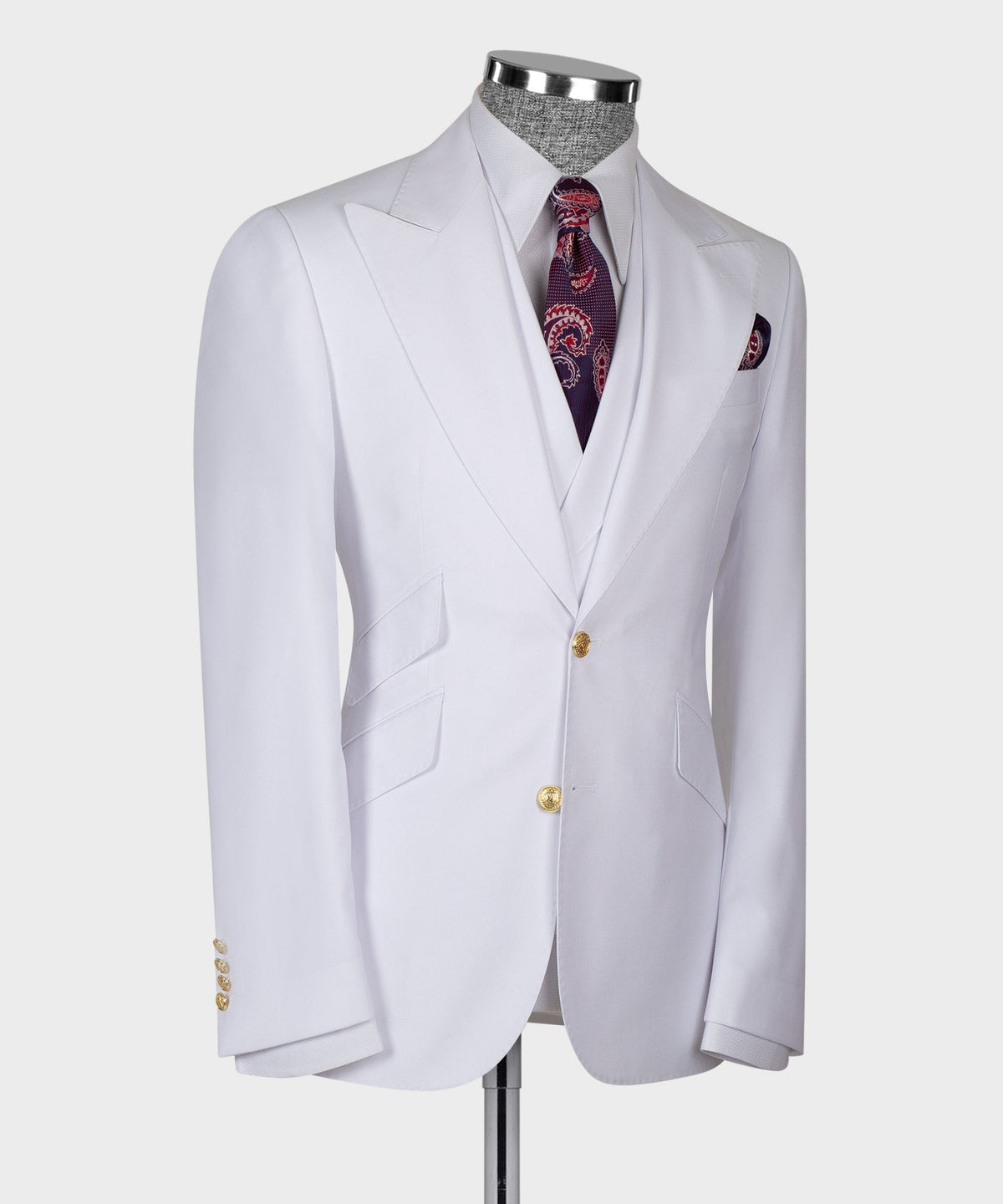 Dio Baby Lonian Men's White 100% Wool Business Classic Suit W/ Straight Leg Trousers