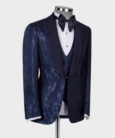 Double Lapeled Navy Tuxedo