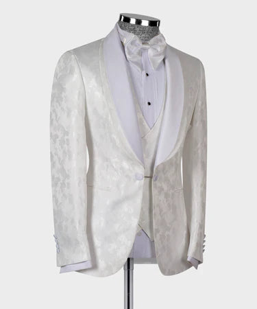 Double Lapeled White Tuxedo