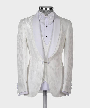 Double Lapeled White Tuxedo