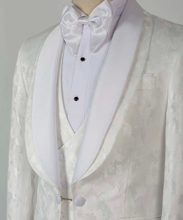 Double Lapeled White Tuxedo