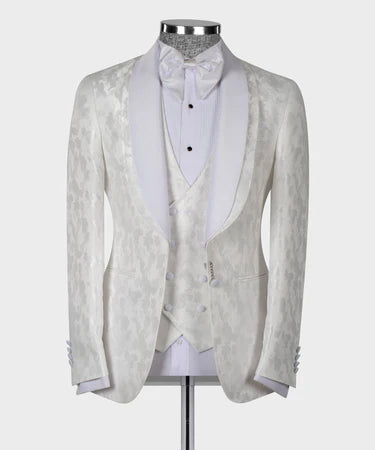 Double Lapeled White Tuxedo