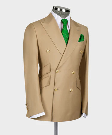 Gold Six Button Camel Double Breasted Suit