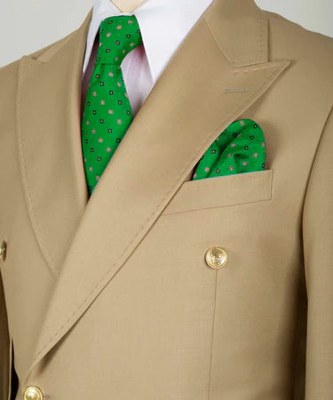 Gold Six Button Camel Double Breasted Suit