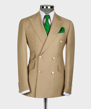 Gold Six Button Camel Double Breasted Suit