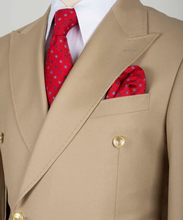 Gold Six Button Camel Double Breasted Suit(Classic)