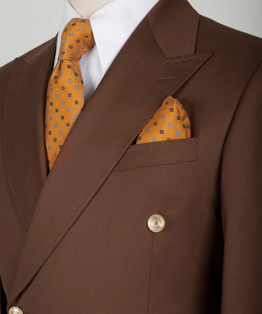 Gold Brown Six Button Double Breasted Suit For Men's