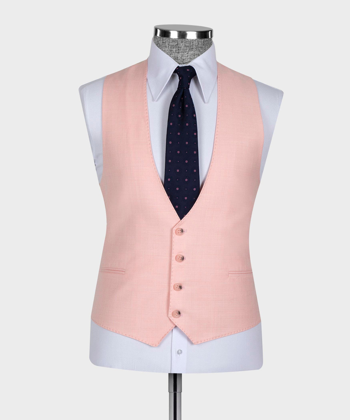 Dio Baby Lonian Men's Pink 100% Wool Vest Classic Suit W/ Straight Leg Trousers