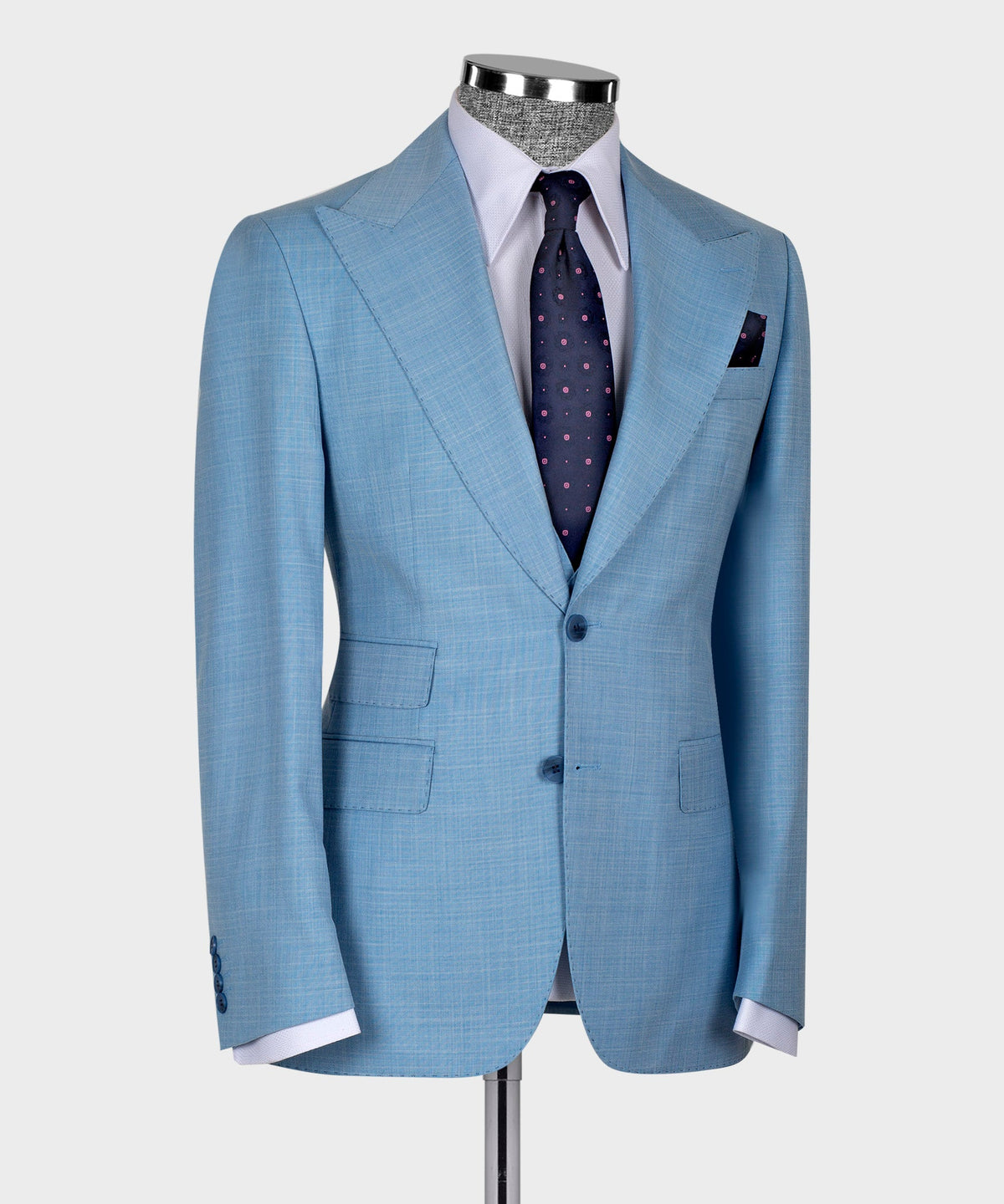 Dio Baby Lonian Men's Blue 100% Wool Front 2 Button Vest Classic Suit W/ Straight Leg Trousers