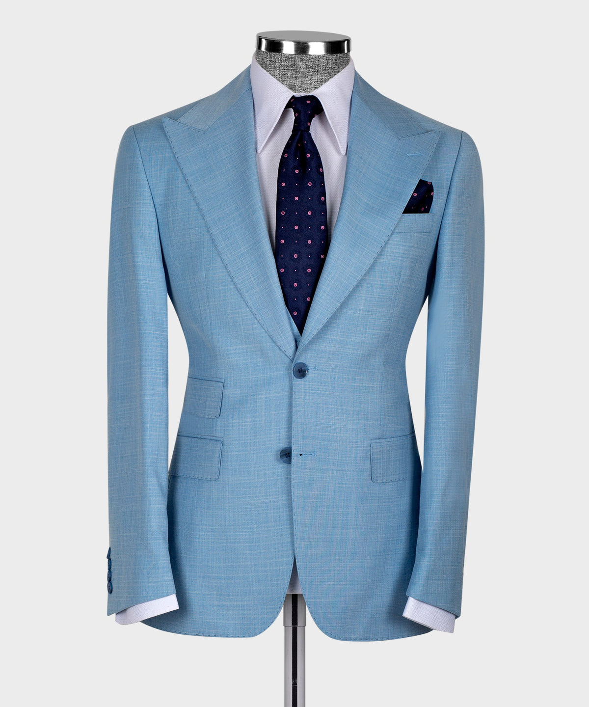 Dio Baby Lonian Men's Blue 100% Wool Front 2 Button Vest Classic Suit W/ Straight Leg Trousers