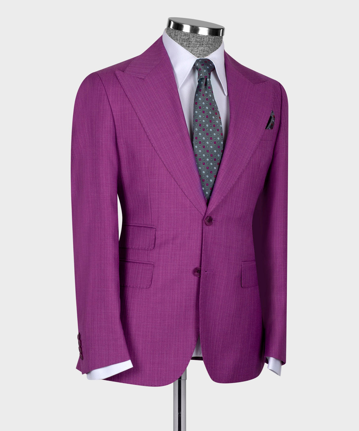 Dio Baby Lonian Men's Purple 100% Wool Dot Stitching Vest Classic Suit Straight Leg Trousers