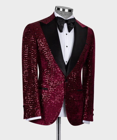 Velvet Tuxedo Burgundy-Black