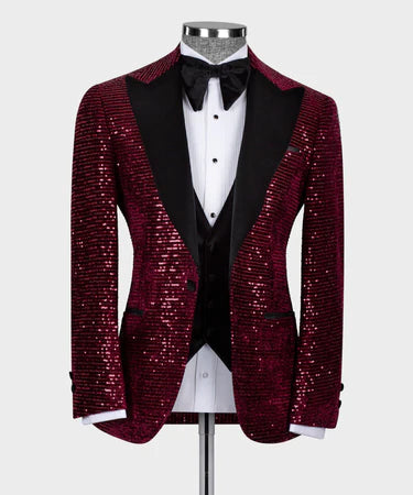 Velvet Tuxedo Burgundy-Black