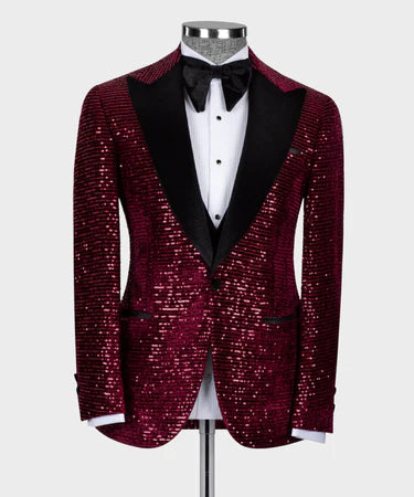 Velvet Tuxedo Burgundy-Black