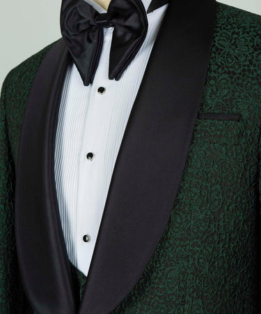 Green Satin Collar Black Tuxedo