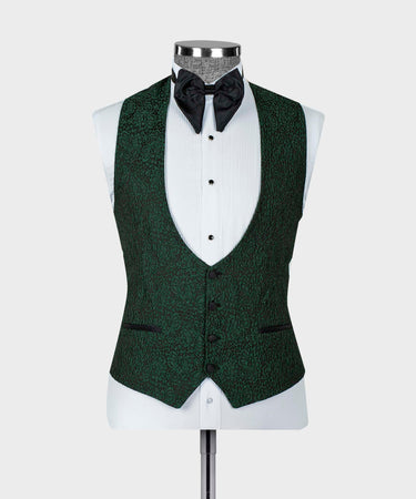 Green Satin Collar Black Tuxedo