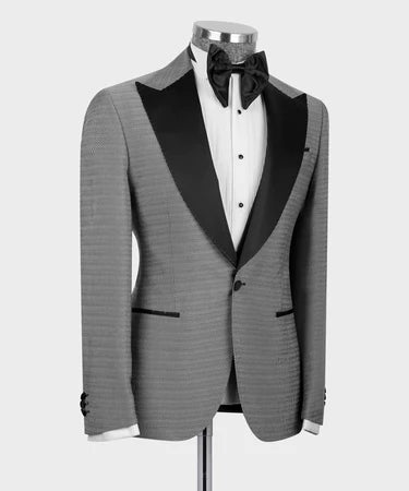 Black Satin Collar Gray Tuxedo