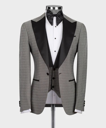 Black Satin Collar Gray Tuxedo