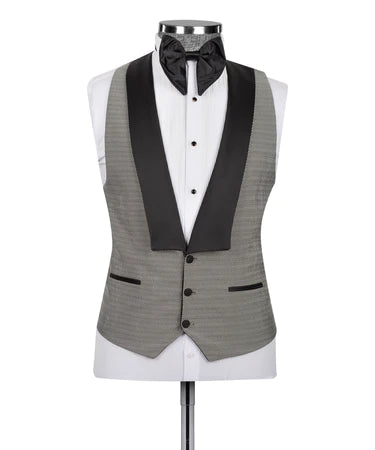 Black Satin Collar Gray Tuxedo