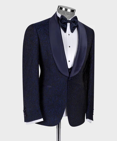 Blue Satin Collar Blue Tuxedo