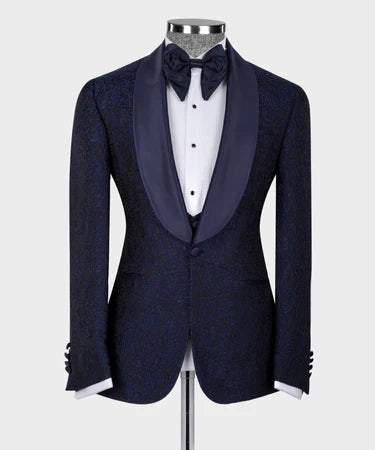 Blue Satin Collar Blue Tuxedo