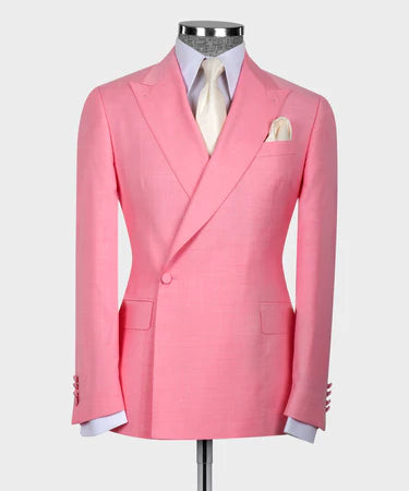 Double Breasted Pink Men’S Suit