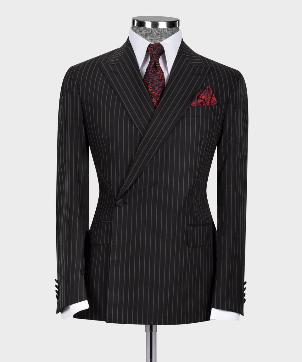 Double Breasted Striped Black Men’s Suit