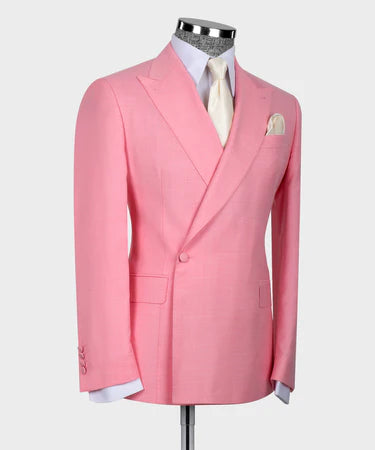 Double Breasted Pink Men’S Suit