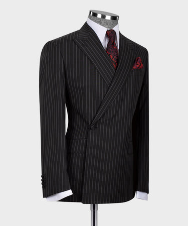 Double Breasted Striped Black Men’s Suit