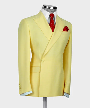 Double Breasted Yellow Men’S Suit